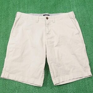 Express‎ Shorts Mens 34 Beige Chino Classic Fit Stretch 10 Inseam Pockets